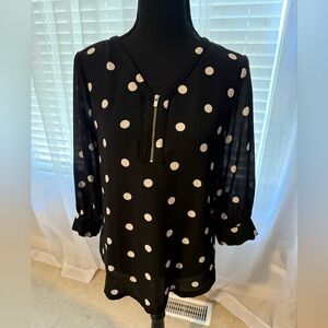 New York & Company Black and White Polka Dot Blouse